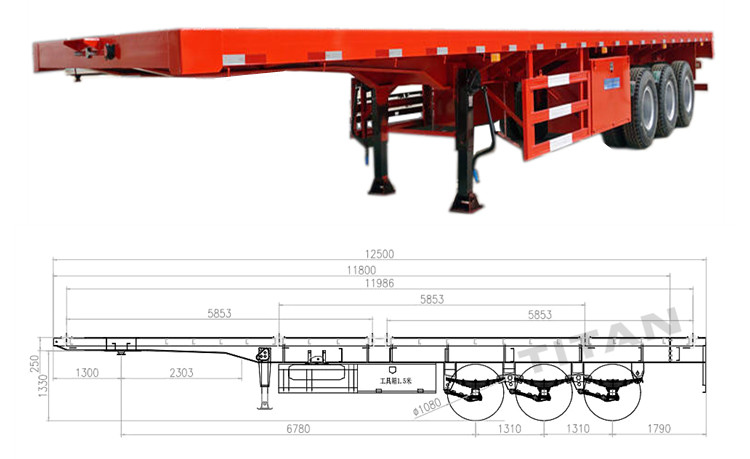 3 Axle 40 Ft Flatbed Semi Trailer for Sale Near Me in Ghana Accra