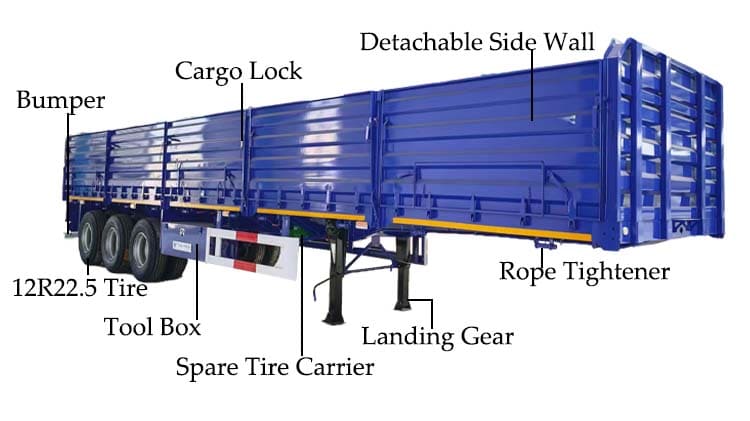 2025 New Bulk Cargo Semi Trailer with Side Wall in Ghana
