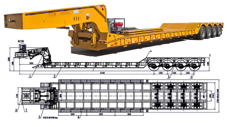 4 Axle 100 Ton Lowboy Trailer for Sale in Ghana Accra