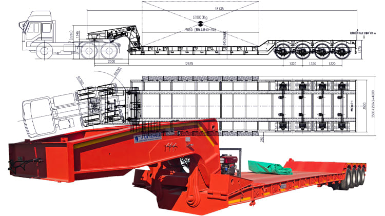 100 Ton RGN Removable Gooseneck Trailer for Sale in Ghana