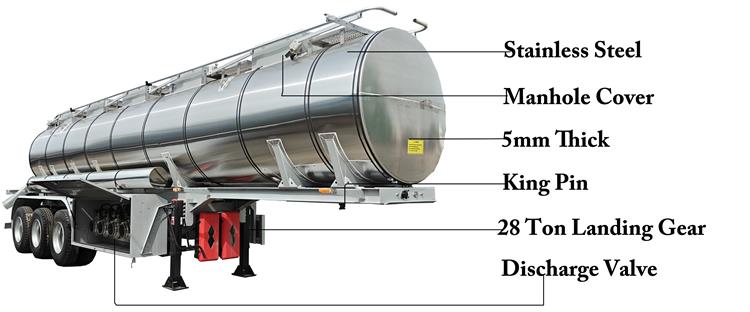 40000 Liters Stainless Steel Tanker Trailer for Sale In Ghana Tema