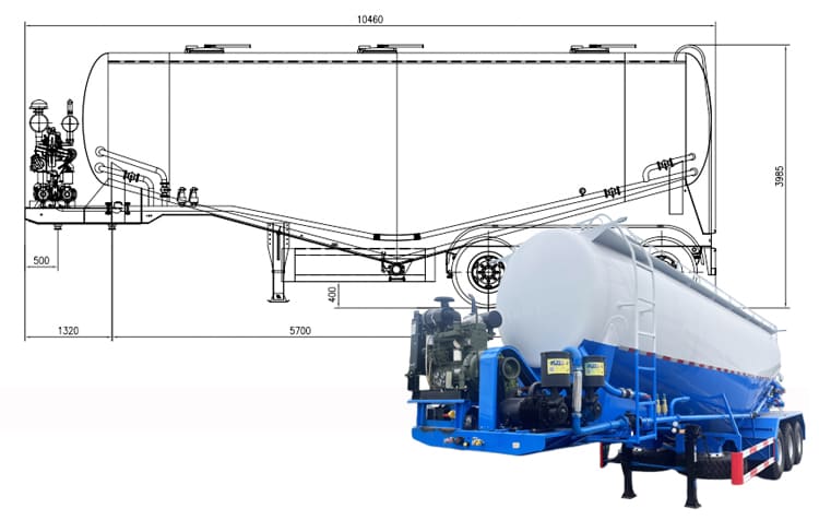 45 CBM Pneumatic Cement Tanker Truck Trailer in Ghana