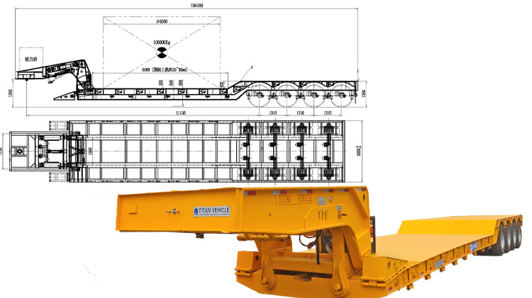 4 Axle 100 Ton Gooseneck Lowboy Trailer for Sale in Ghana