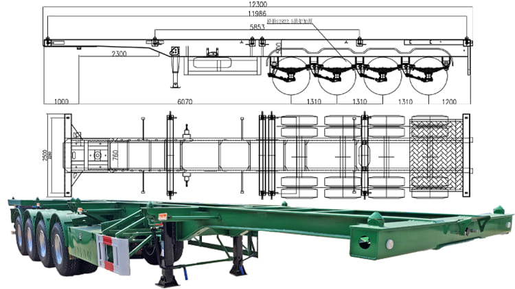 4 Axle 12m Container Skeletal Trailer for Sale in Ghana